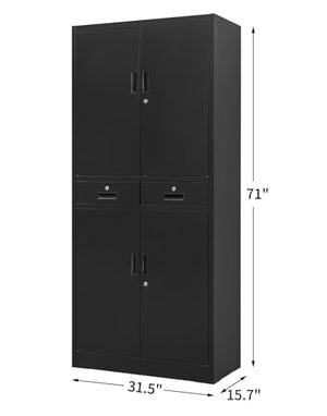 BESFUR Metal Storage Cabinet with Drawers and Adjustable Shelves, Locking - Office, Garage, Home, School Utility