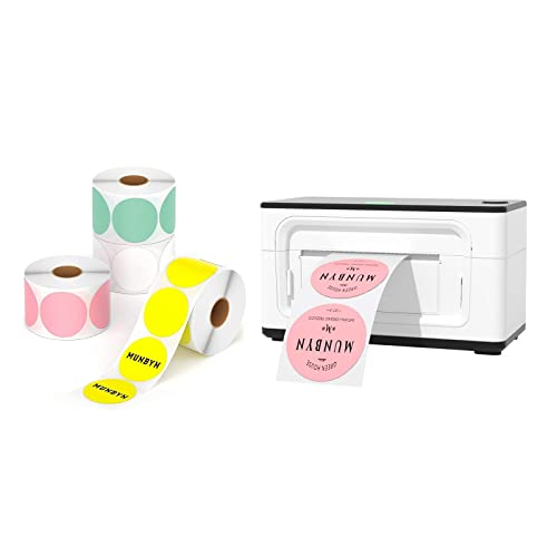 MUNBYN Label Printer, 150mm/s 4x6 Desktop USB Thermal Shipping Label Printer for Shipping Packages MUNBYN 2" Color Circle Thermal Sticker Label