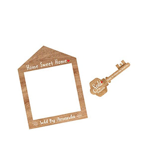 Real Estate Key Sold Sign - Customized Realtor Sold Key Signs - Personalized Large Real Estate Sold Key Sign Prop - Real Estate Marketing Supplies - Real Estate Sold Sign - Bundle Bright Wood Size L