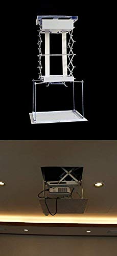 INTBUYING Electric Hidden Projector Bracket Motorized Lift Ceiling Projector Mount Hanger Lift with Remote Control 39inch Range