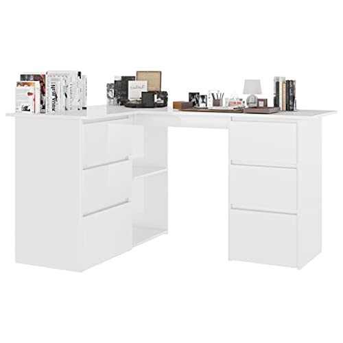 Computer Desk, Corner Desk, Simple Style Desk,Workstation Office Desk Writing,Computer Desk with Storage Locker, Space-Saving, 57.1"x39.4"x29.9" Chipboard