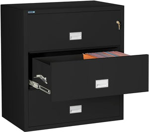PHOENIX SAFE INTERNATIONAL LLC Fireproof 3-Drawer Lateral File Cabinet 38" Black - LAT3W38B