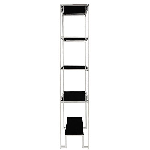 Modern Bookcase Shelves Chrome Black Shelving Unique Bookshelf- 100% Satisfaction Guarantee