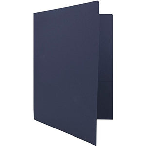 JAM PAPER Premium Matte Cardstock Twin Pocket Folders - Navy Blue - Bulk 100/Box