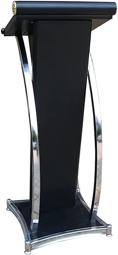 SMuCkS Wood Podium Lectern Floor Standing Metal Stand, Conference Restaurant Pulpit - 47x47x110cm