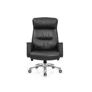 Generic Executive Managerial Office Chair with Fixed Armrest - Cowhide Black