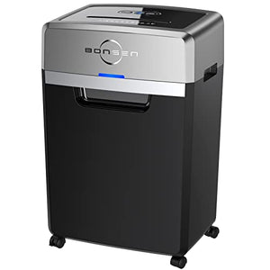 BONSEN Heavy Duty Paper Shredder, 24-Sheet Cross-Cut, 40-Min Continuous Run Time, 9-Gallon Basket