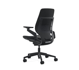 Steelcase Gesture Office Chair - Era Onyx Fabric, Medium Seat Height, Shell Back, Lumbar Support, Black Frame