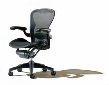 Herman Miller Classic Aeron Task Chair: Tilt Limiter w/Seat Angle Adj - Lumbar Pad - Fully Adj Vinyl Arms - Standard Carpet Casters
