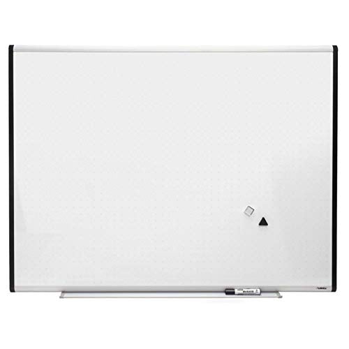 Lorell Magnetic Dry-Erase Board with Grid Lines, 4 by 3-Feet, Silver/Ebony