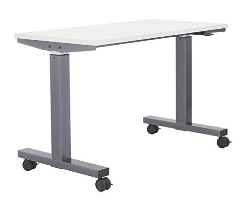 OSP Furniture PHAT2448G7 Pneumatic Height Adjustable Table, Grey Top with Titanium Base