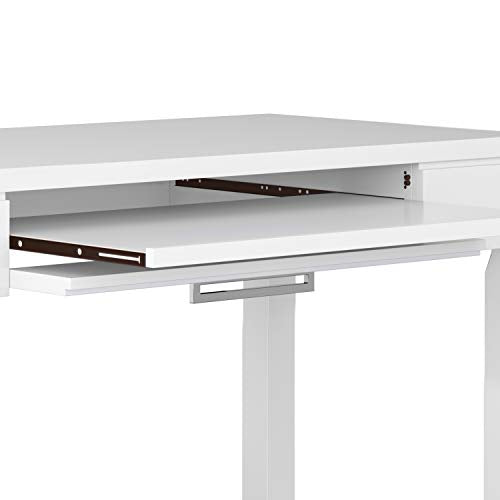 SIMPLIHOME Cosmopolitan SOLID WOOD Contemporary Modern 42 inch Wide Home Office Desk, Writing Table, Workstation, Study Table Furniture in White
