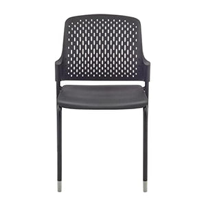 Safco Next Stacking Chair Set of 4, Black Plastic Seat, Steel Frame
