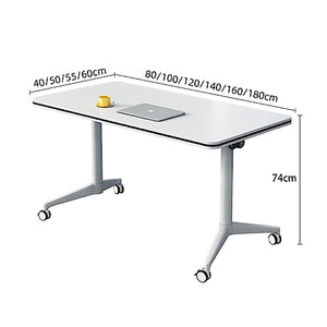 NeziH Nesting Flip Training Table Set, Folding Desk with Locking Wheels, Steel Bases, Laminate Tops - White, 2 Sizes