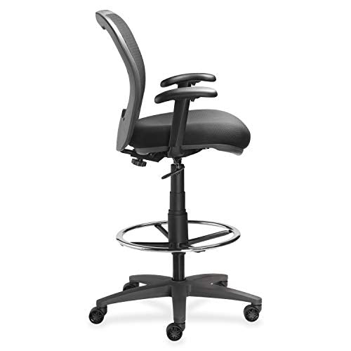 Lorell 25981 Mesh-Back Drafting Sitting Stool, 30" x 18" x 29", Black