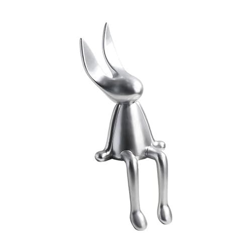 BinOxy Silver Rabbit Sitting Posture Statue Decor (Size B)
