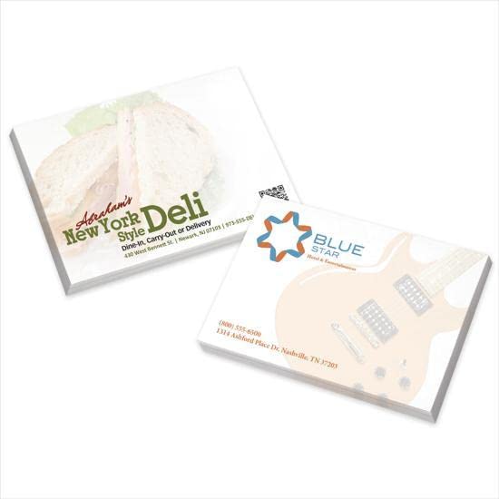 Personalized Sticky Notes with Text or Logo, Custom Stationery Paper Memo Pads, 4" x 3" Adhesive Notepads, 25 Sheets in Each Notepad, for Office, School, Business Marketing or Party Supplies, 500 Qty
