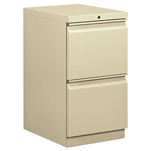 HON Efficiencies Mobile Pedestal File with Two File Drawers, Putty - 19-7/8d