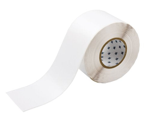 Brady THT-107-483 4" Width x 300' Height, B-483 Ultra Aggressive Polyester, Gloss Finish White Thermal Transfer Printable Label
