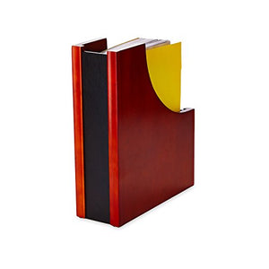 Rolodex Wood and Faux Leather Magazine File, Mahogany and Black (81768)