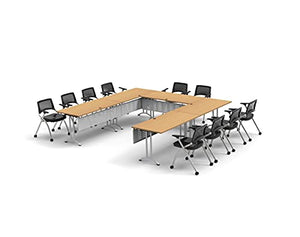 Team Tables 10 Person Folding Training Tables Set with Task Chairs - Model 7430 Beech Color