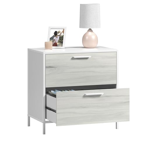 Sauder Boulevard Cafe 2-Drawer Lateral File Cabinet, White Finish, L: 30.24" x W: 18.5" x H: 29.92