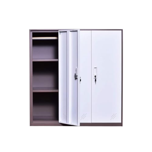 MECOLOR Metal Storage Locker for Employee, Office, Gym, Garage - Small Bedroom Storage Cabinet with Doors and Lock (3D-White)