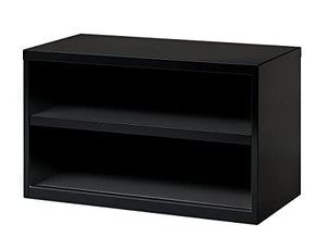 Hirsh Industries 36 Inch Wide Metal Lateral Cabinet with Open Shelves, Black