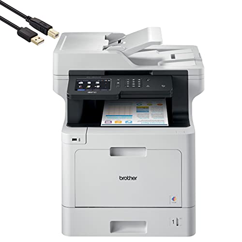 Brother MFC-L8900CD Wireless All-in-One Color Laser Printer for Office - Print Copy Scan Fax - 33 ppm, 2400 x 600 dpi, 5" Touchscreen Display, Auto Duplex Printing, 70-Sheet ADF, BROAGE Printer Cable