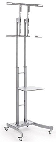 Displays2go MB863ESLV Portable TV Stand with Wheels for LCD/Plasma/LED TVs Between 32 & 65", Steel