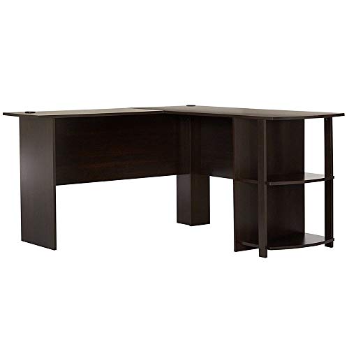 NUFR Home L-Shaped Computer Desk with Shelves Wooden Corner Desk Large PC Laptop Desk Study Table Workstation Gaming Desk for Home and Office