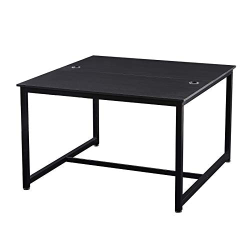 PovKeever - Home Office Extra Large Computer Desk, 47 x 47 inch Two Person Desk Double Workstation Desk, 2 People Office Desk Writing Desk (Black)
