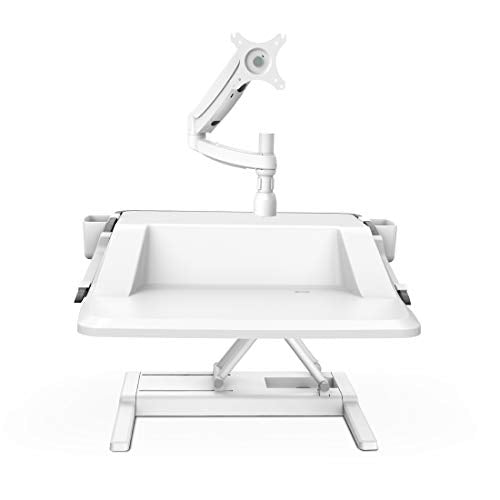 FlexiSpot Sit Stand Workstation M6S - 27 Inch Height Adjustable Stand Up Desk Riser (with Gas Spring Monitor Arm)