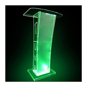 None Clear Lectern Podium Stand with 7 Color LED Portable Remote Control - 60×45×110cm