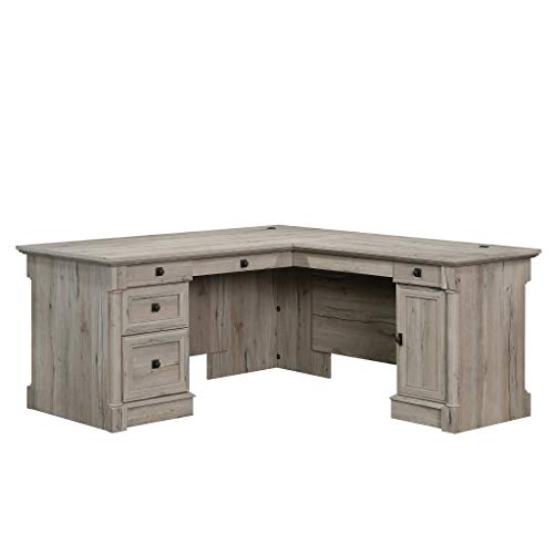 Sauder Palladia L-Shaped Desk, Split Oak Finish, 68.74" x 65.12" x 29.61