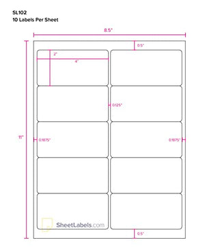 2" x 4" Labels for Shipping/Mailing from SheetLabels.com, Laser or Inkjet Printable, 50000 Labels - 5000 Sheets