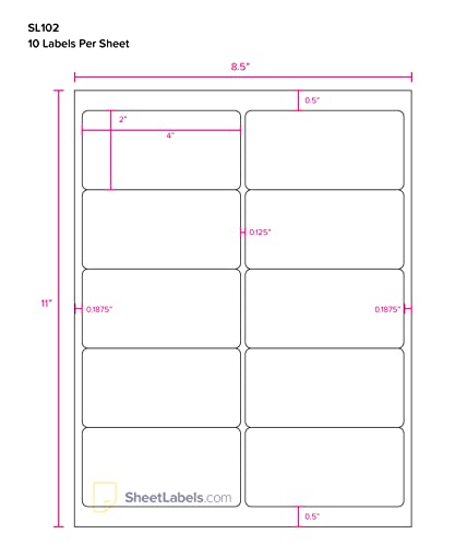 2" x 4" Labels for Shipping/Mailing from SheetLabels.com, Laser or Inkjet Printable, 50000 Labels - 5000 Sheets