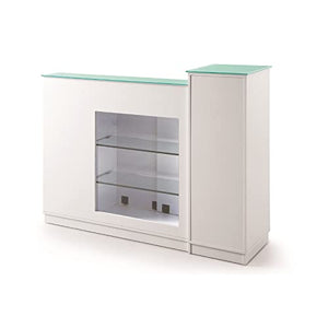 DERMALOGIC Glasglow Reception Desk with Glass Display Cabinet - White