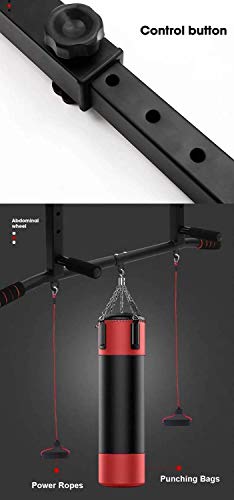 Wall Mount Chin Up Bar Pull-Up Bar with Hangers for Punching Bags Power Ropes Strength Training Equipment for Home Gym 330 LB Weight Capacity