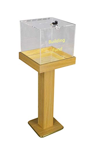 FixtureDisplays® Wood Acrylic Large Floor Standing Tithing Box Offering Box Ballot Box Church Donation Box 14300