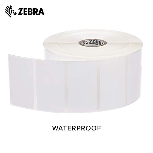 Zebra 2.25 x 1.25 in Direct Thermal Polypropylene Labels PolyPro 4000D Permanent Adhesive Shipping Labels 1 in Core 6 rolls 10031644SP