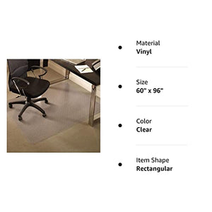 ES Robbins Chair Mat for Medium Pile Carpet, 60"x96" Rectangle, Clear Vinyl Beveled Edge
