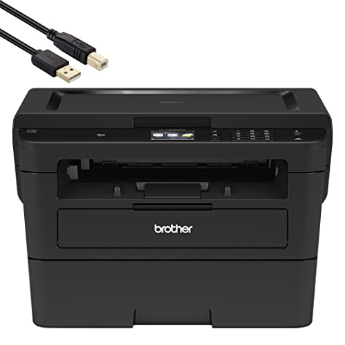 Brother HL-L2395DWA All-in-One Wireless Monochrome Laser Printer with Scanner and Copier for Home Office - 36 ppm, 2400 x 600 dpi, 250-sheet, Auto Duplex Printing, NFC, Hi-Speed USB, Printer Cable