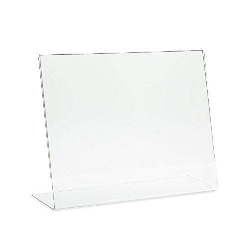 Source One 11 x 8 1/2 Slant Back Clear Acrylic Sign Holder Premium Landscape Ad Frame (48 Pack)