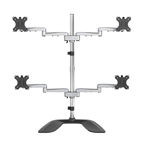 StarTech.com Quad-Monitor Stand - For up to 32" VESA Mount Monitors - Articulating - Steel & Aluminum - Four Monitor Mount (ARMQUADSS),Silver