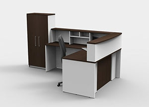 Office Reception Desk Reception Corner Collaboration Furniture Model 4300 5 Pc Group Contemporary White/Espresso Color. Update Your Spaces with Commercial Grade Reception Collaboration Furniture.