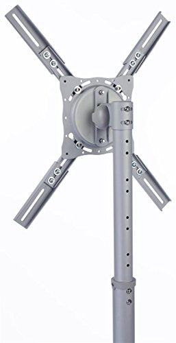 TV Stand with Wheels for 32" to 47" HDTV Flat Monitor, Height Adjustable, Tilting (Silver Steel)