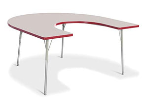 Berries 6445JCA008 Horseshoe Activity Table, A-Height, 66" x 60", Gray/Red/Red