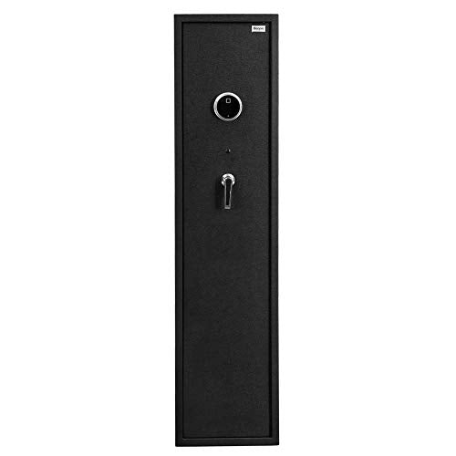 Bonnlo Biometric Gun Safe for Home,Biometric Rifle Gun Safe for Rifle and Shortguns,Quick Access Fingerprint Gun Safe for Long Guns,Large 5 Gun Security Cabinet with Lockable Box for Handgun/Ammo