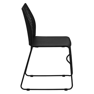 Flash Furniture Stack Chair 5 Pack - 661 lb. Capacity, Black, Air-Vent Back, Sled Base